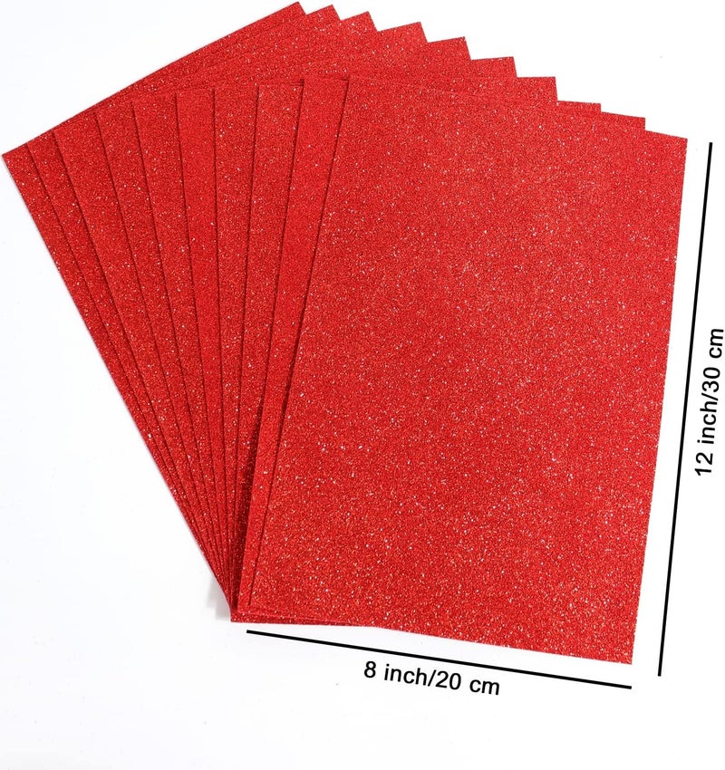 Mluchee 10 Sheets Glitter Paper Sheet for Christmas New Year Thanksgiving Decor, A4 Cardstock Paper Self-adhesive Paper for Graduation DIY Card Decoration (Red) - Image 5